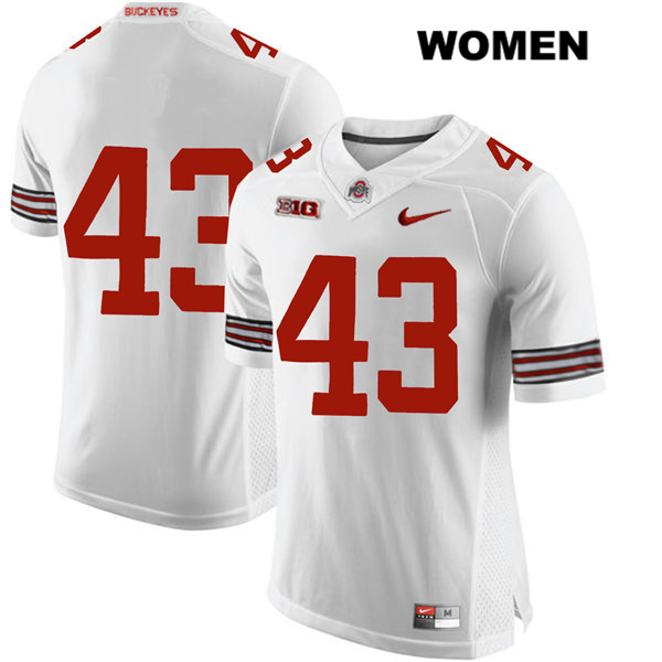 Ohio State Buckeyes Women's Ryan Batsch #43 White Authentic Nike No Name College NCAA Stitched Football Jersey JD19R23QD